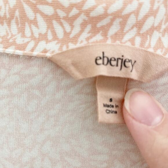 Eberjey Patterned Peach Button Down Pajama Shirt size Small - Picture 5 of 5